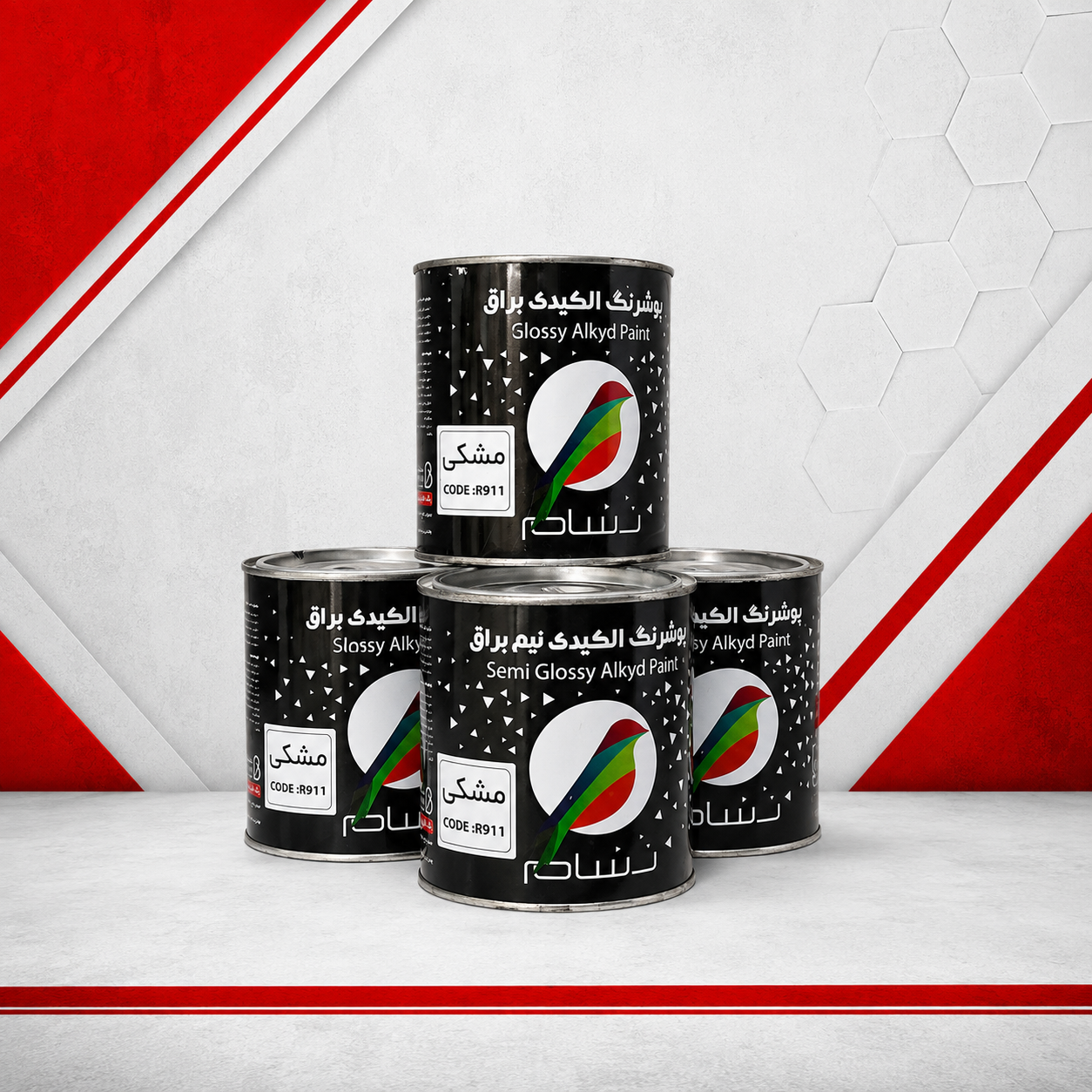 پوشرنگ آلکیدی نیم براق مشکی